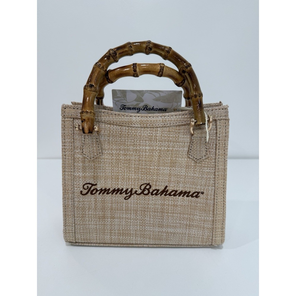 NWT Tommy Bahama Natural Beige‎ Tote with Bamboo Handles